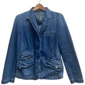 Lauren Jean Co Denim Blue Jean Jacket Chore Coat Women's Medium RALPH LAUREN